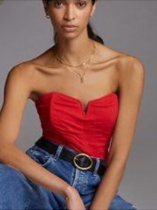 Anthropologie Tops - Anthropologie Porridge Strapless Bustier Top Red Size Med Y2K